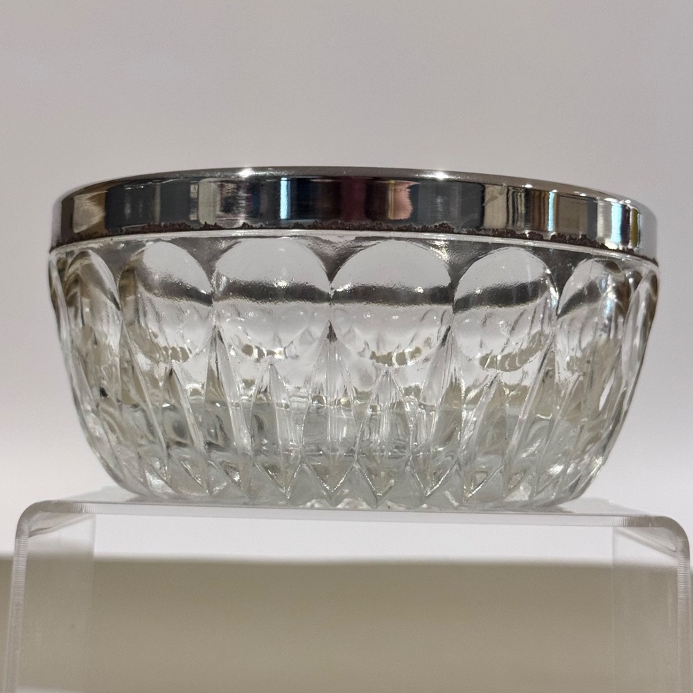 Vintage Leonard Silver Plate & Crystal Sauce Set in Original Box, No Spoon